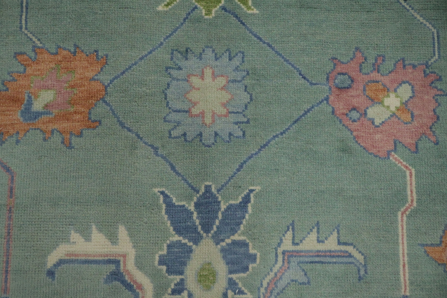 9x12 Traditional Aqua Blue Oushak Rug | Hand-Made Wool Oriental Area Rug