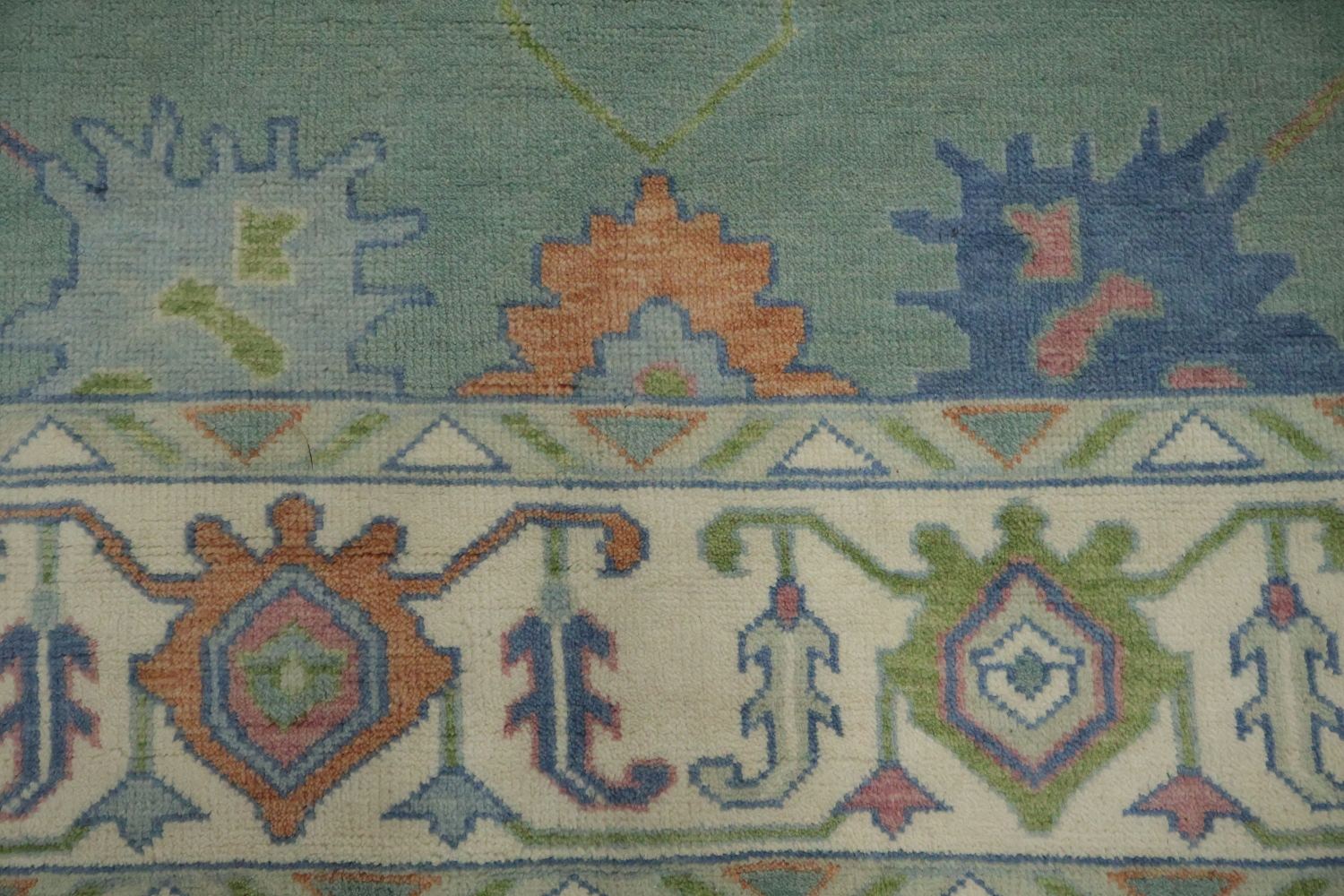 9x12 Traditional Aqua Blue Oushak Rug | Hand-Made Wool Oriental Area Rug