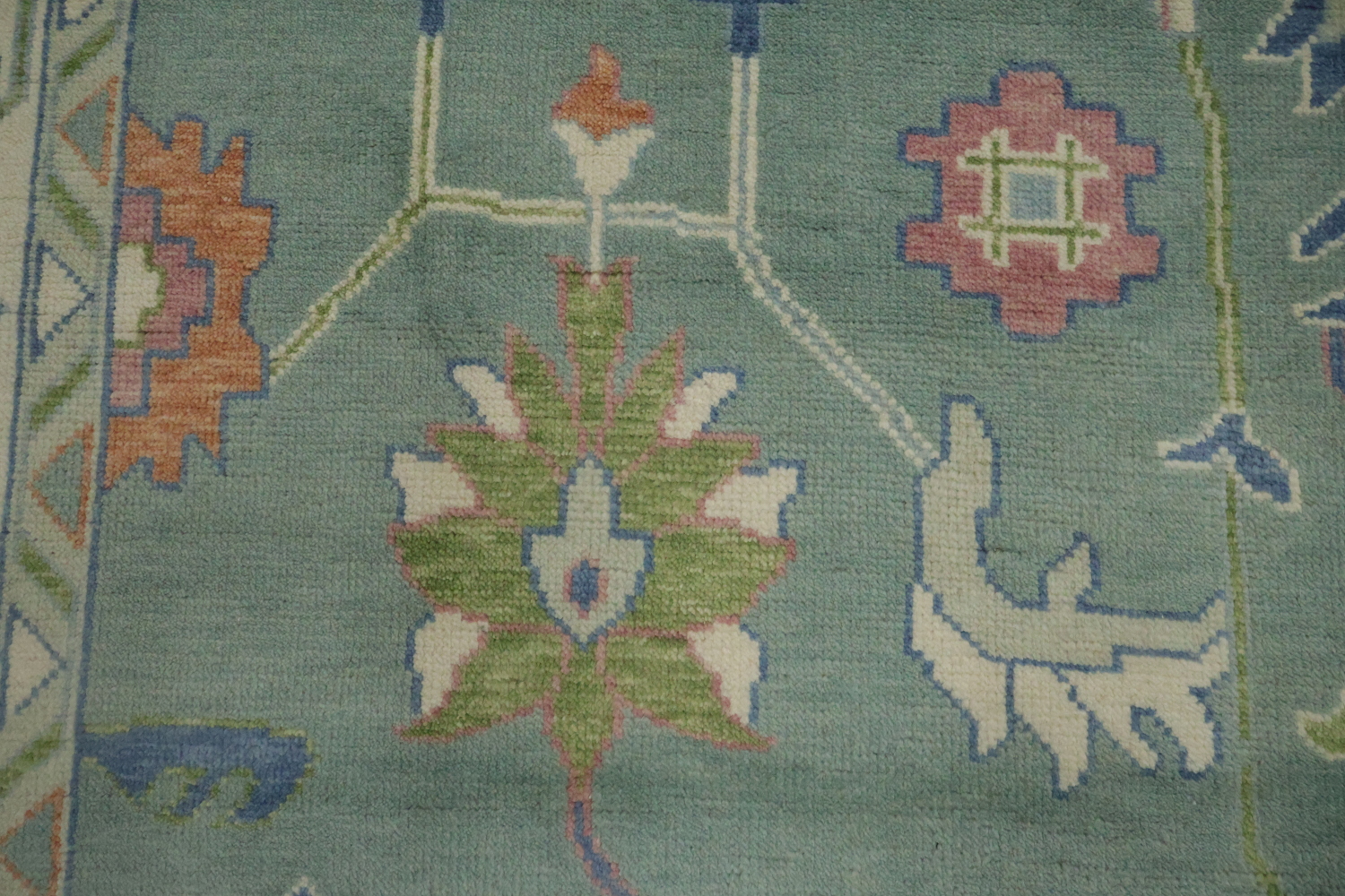 9x12 Traditional Aqua Blue Oushak Rug | Hand-Made Wool Oriental Area Rug