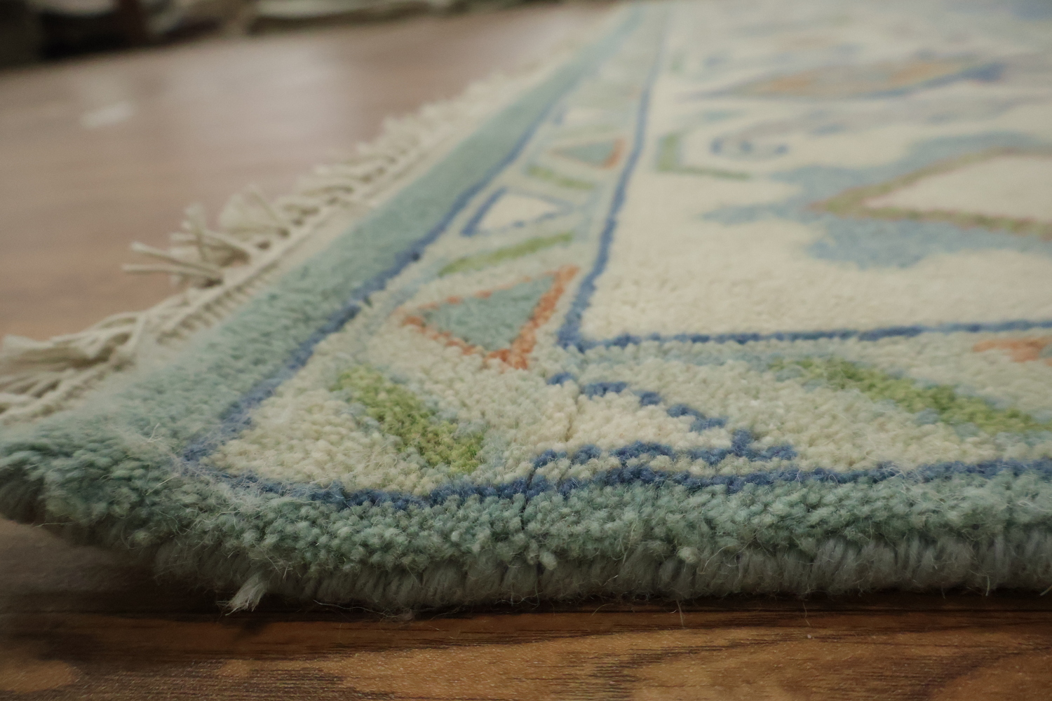 9x12 Traditional Aqua Blue Oushak Rug | Hand-Made Wool Oriental Area Rug