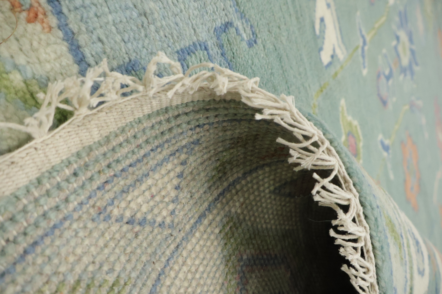 9x12 Traditional Aqua Blue Oushak Rug | Hand-Made Wool Oriental Area Rug