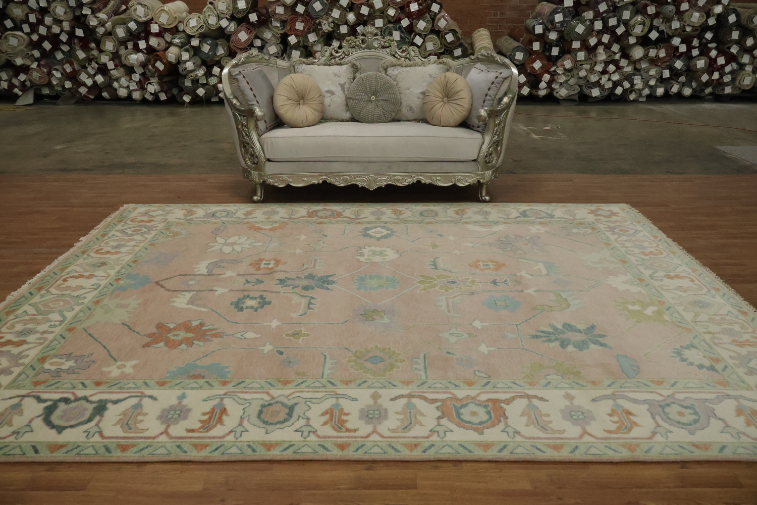 Traditional Pastel Oushak Hand Made Area Rug 9x12