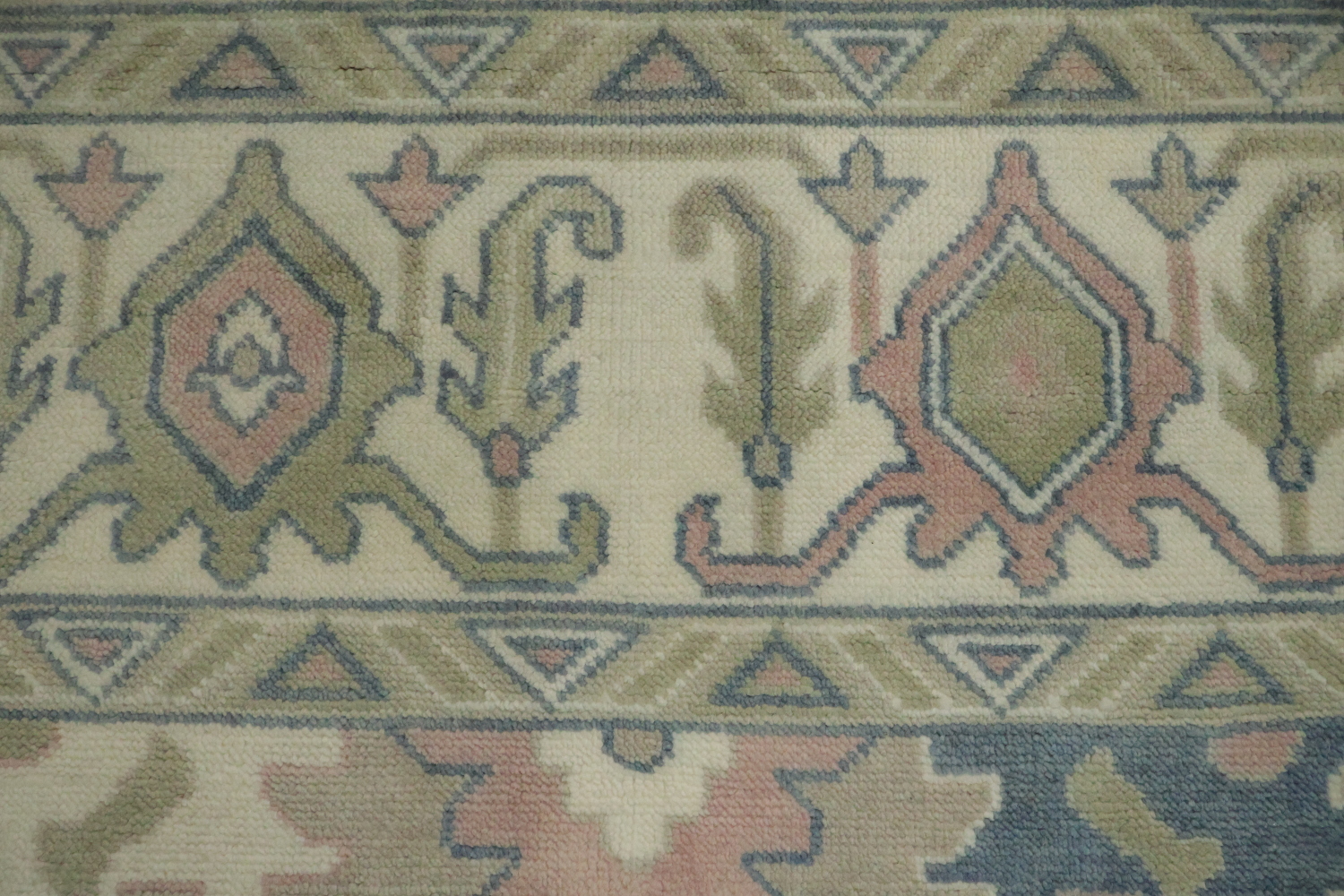 9x12 Oushak Wool Rug | Muted Green & Ivory Traditional Area Rug