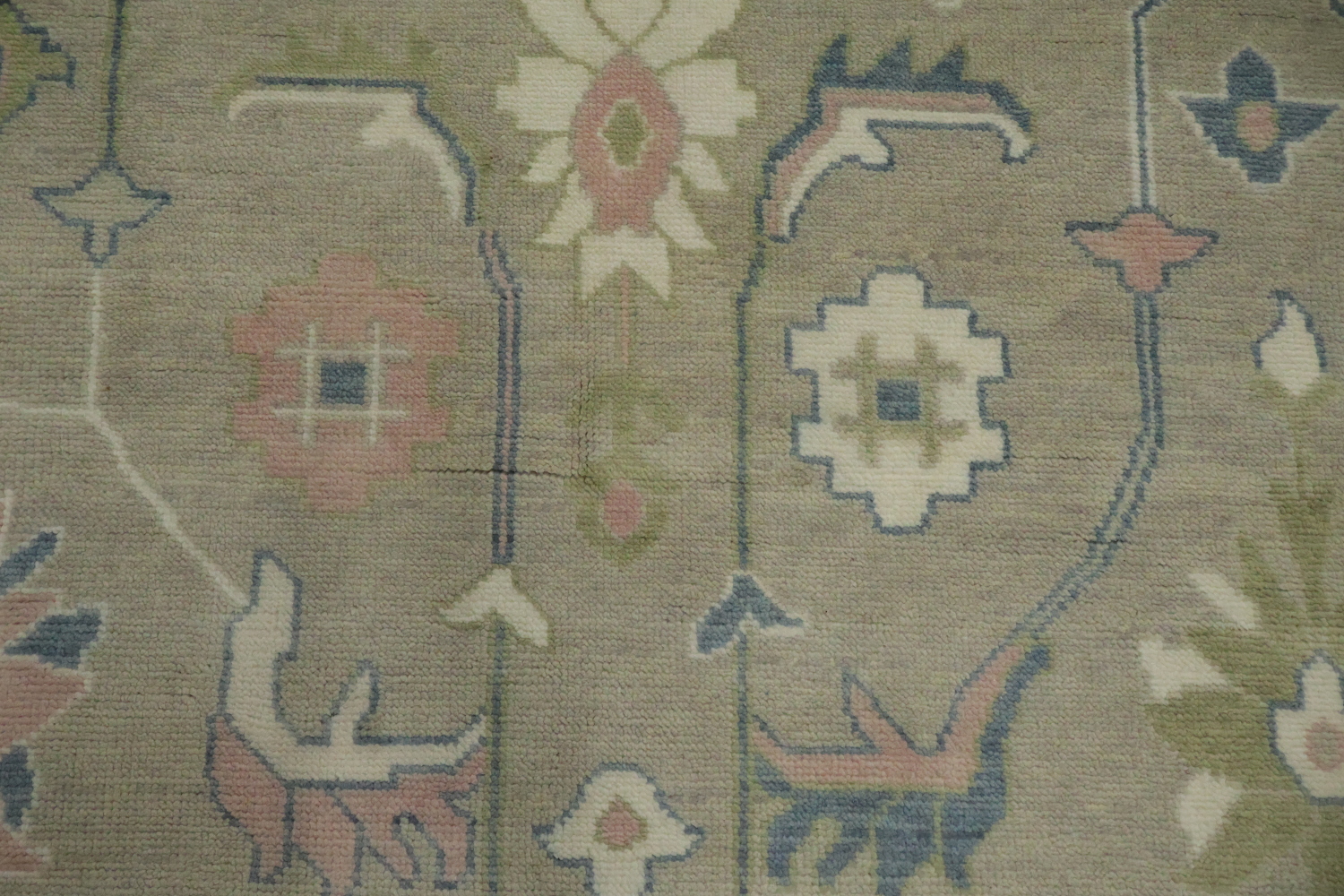 9x12 Oushak Wool Rug | Muted Green & Ivory Traditional Area Rug