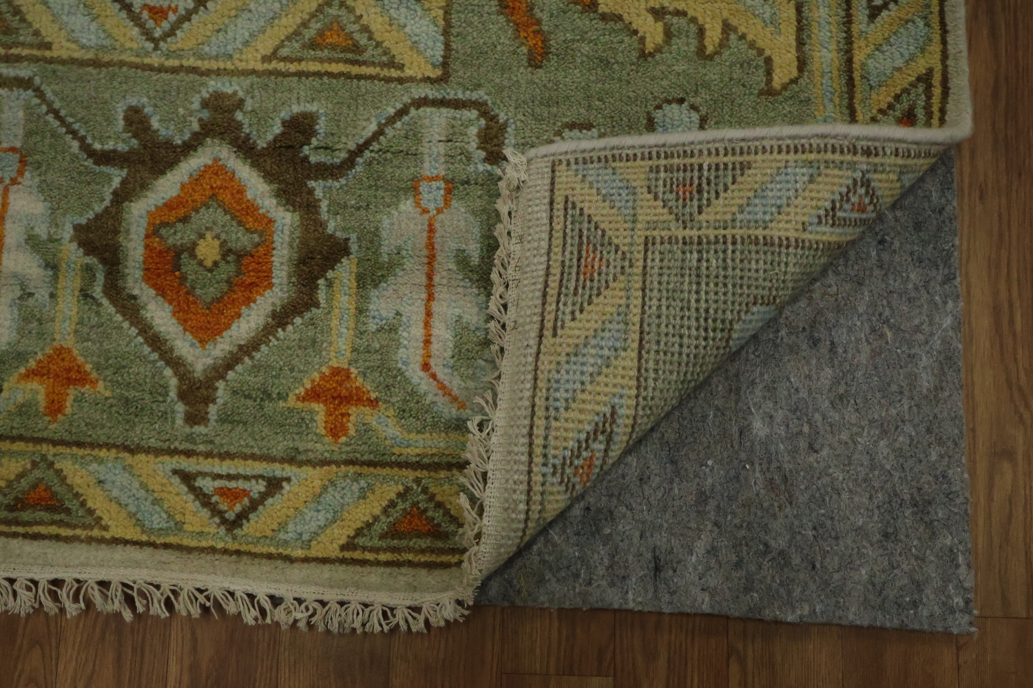Traditional Oushak Hand Made Ivory and Orange Wool Rug 9x12 ft