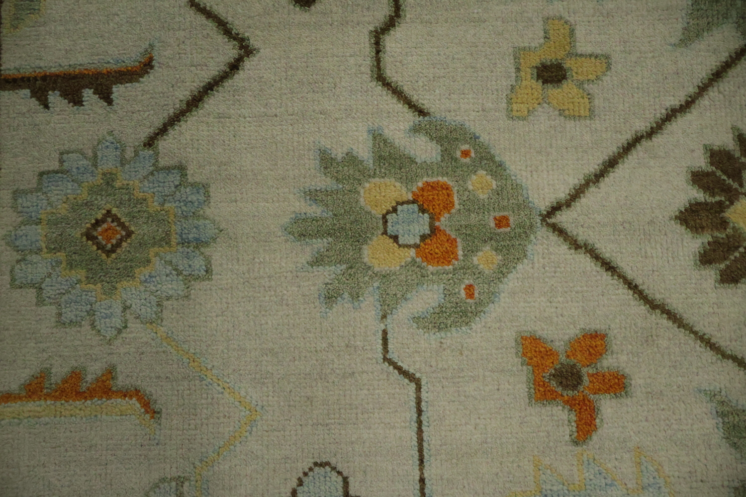 Traditional Oushak Hand Made Ivory and Orange Wool Rug 9x12 ft
