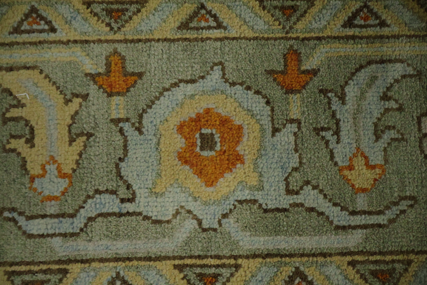 Traditional Oushak Hand Made Ivory and Orange Wool Rug 9x12 ft