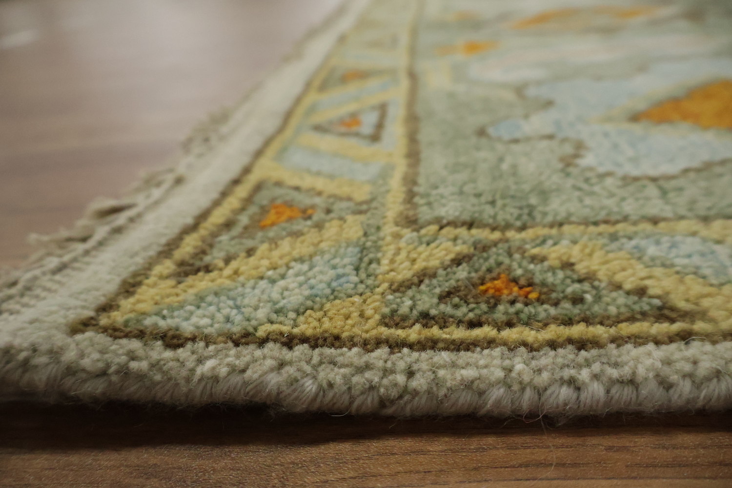 Traditional Oushak Hand Made Ivory and Orange Wool Rug 9x12 ft