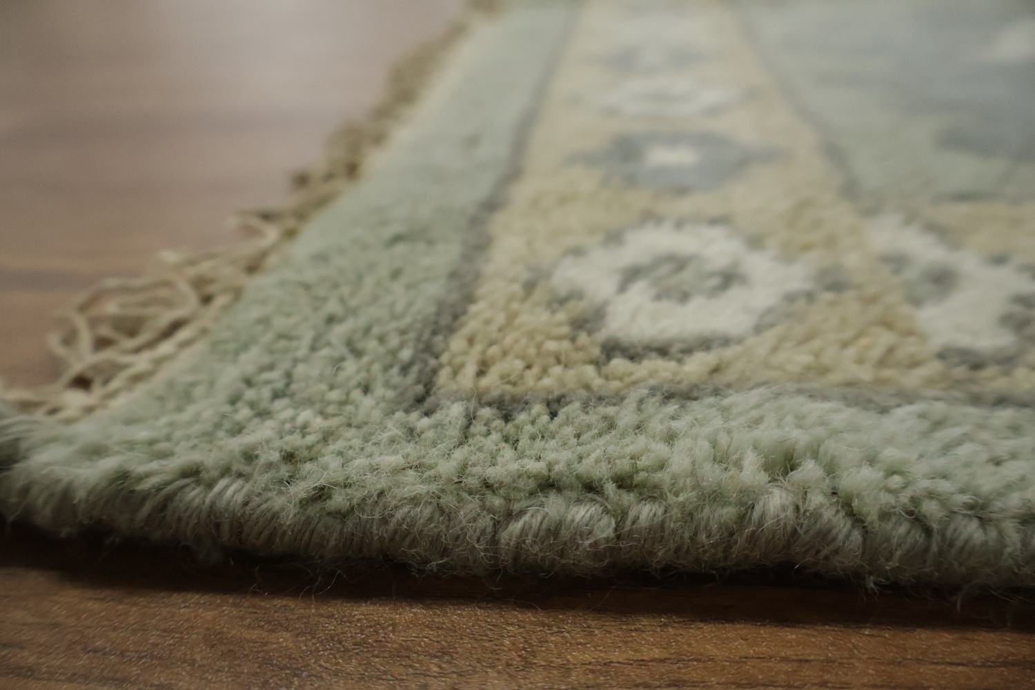 All-Over Floral Green Oushak Hand-Knotted Wool Area Rug 9x12