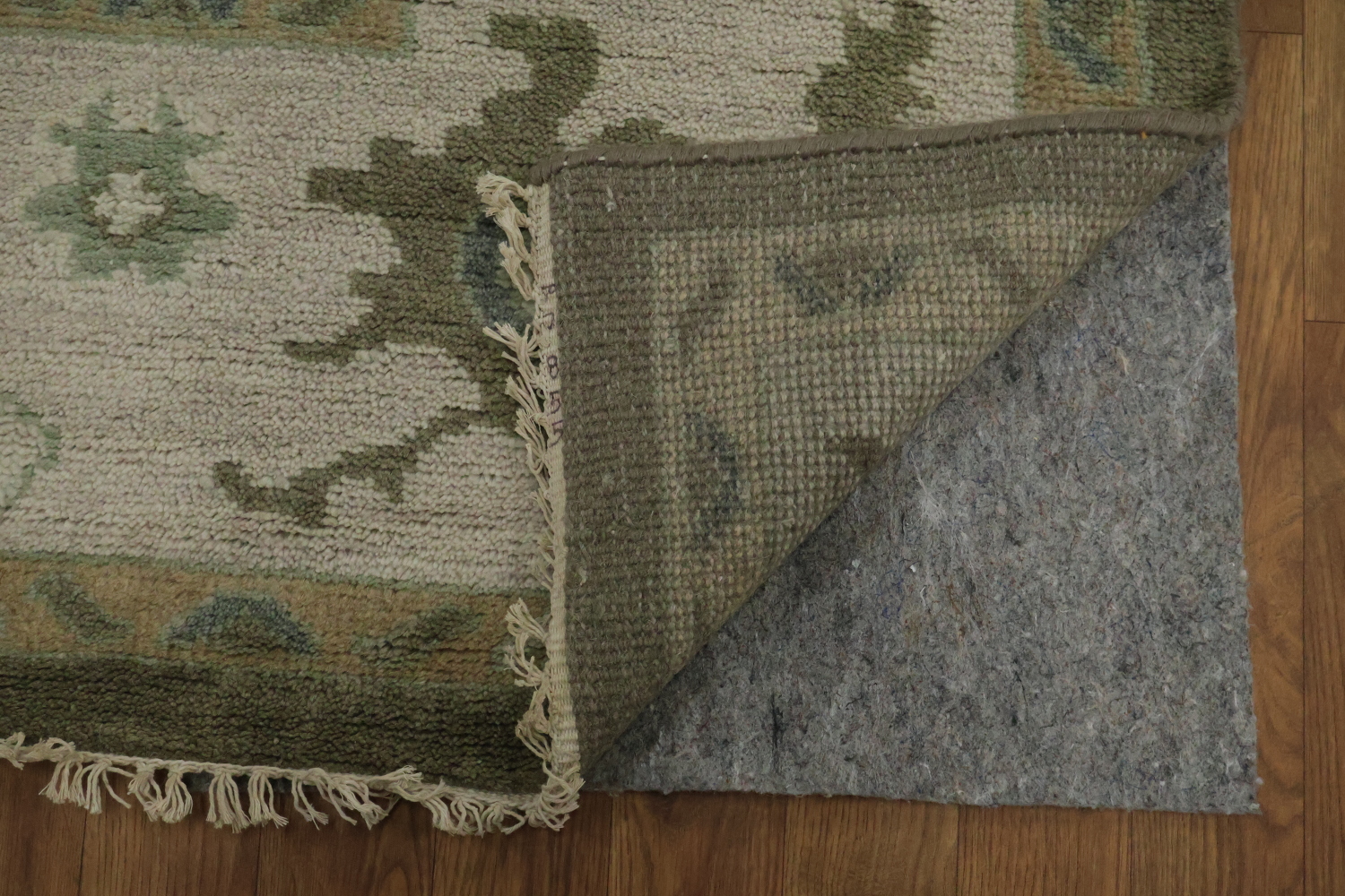 Traditional Sage Green & Ivory Hand-Knotted Oushak Wool Rug 9'x12'