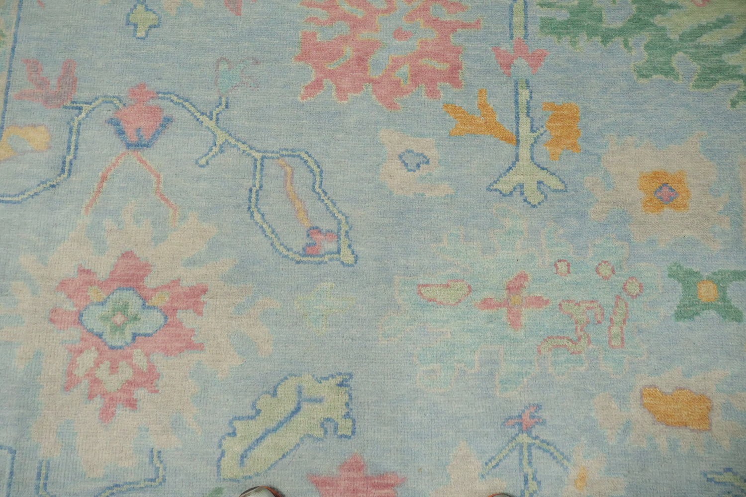 Luxury Blue Hand-Knotted Wool Area Rug with Intricate Floral Designs 8x10 ft