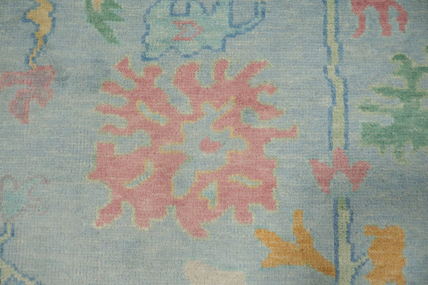 Luxury Blue Hand-Knotted Wool Area Rug with Intricate Floral Designs 8x10 ft
