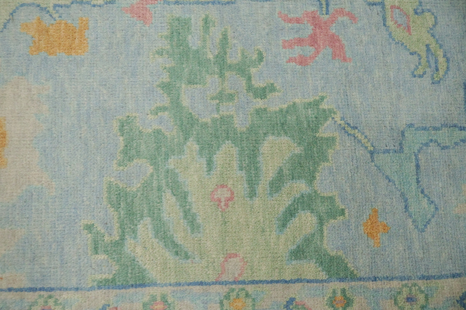 Luxury Blue Hand-Knotted Wool Area Rug with Intricate Floral Designs 8x10 ft