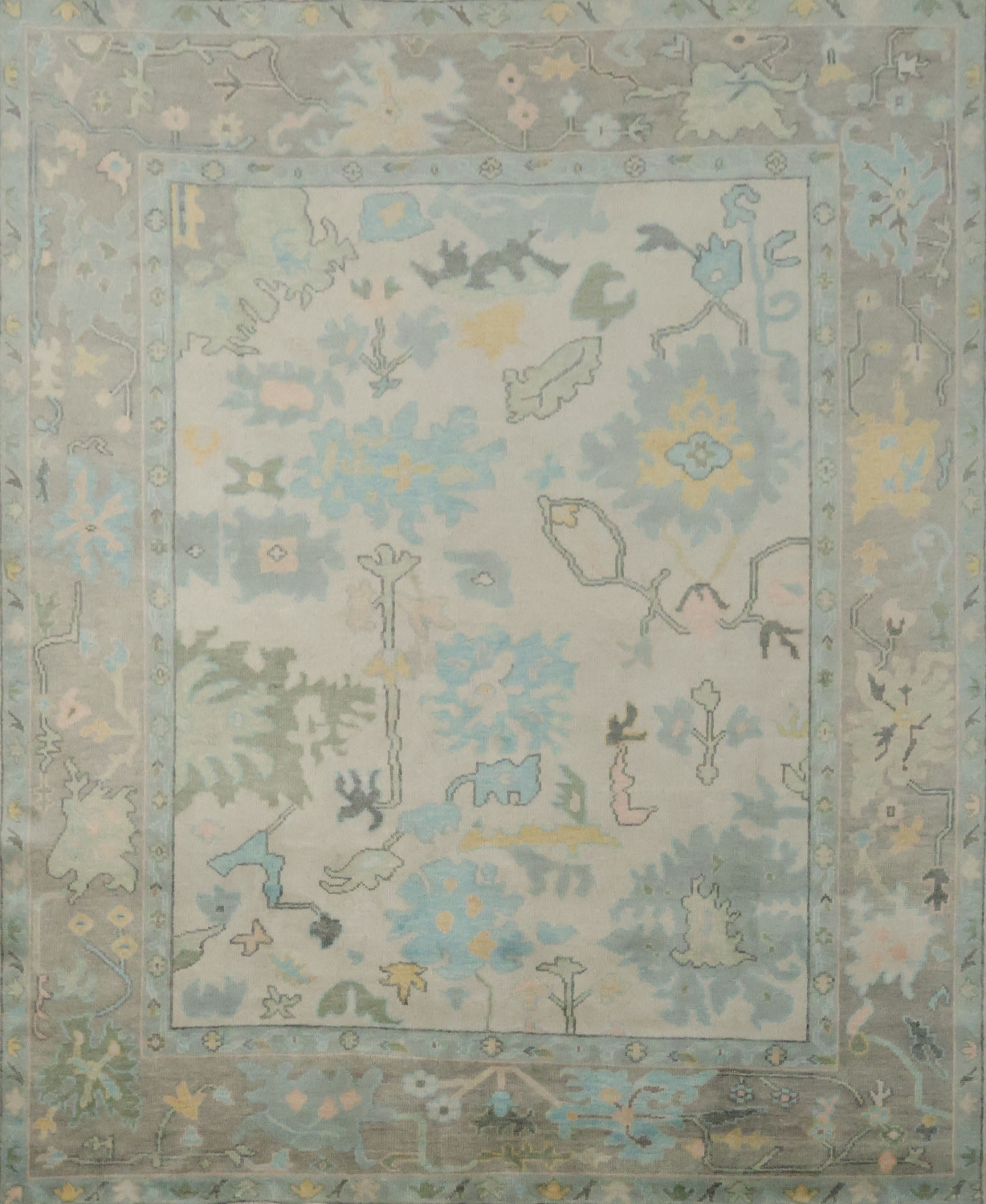 Elegant Pastel Muted Peach Oushak Wool Area Rug 8' x 10'