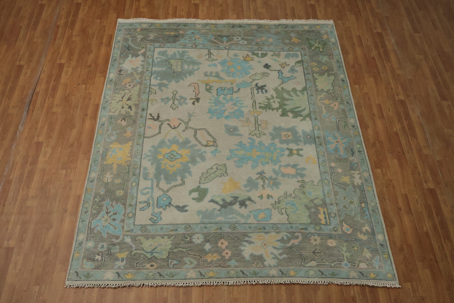 Elegant Pastel Muted Peach Oushak Wool Area Rug 8' x 10'