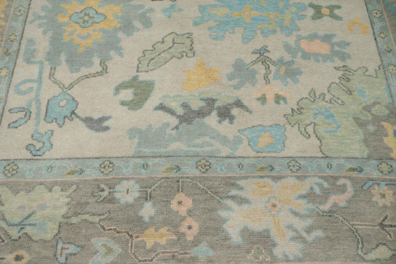 Elegant Pastel Muted Peach Oushak Wool Area Rug 8' x 10'