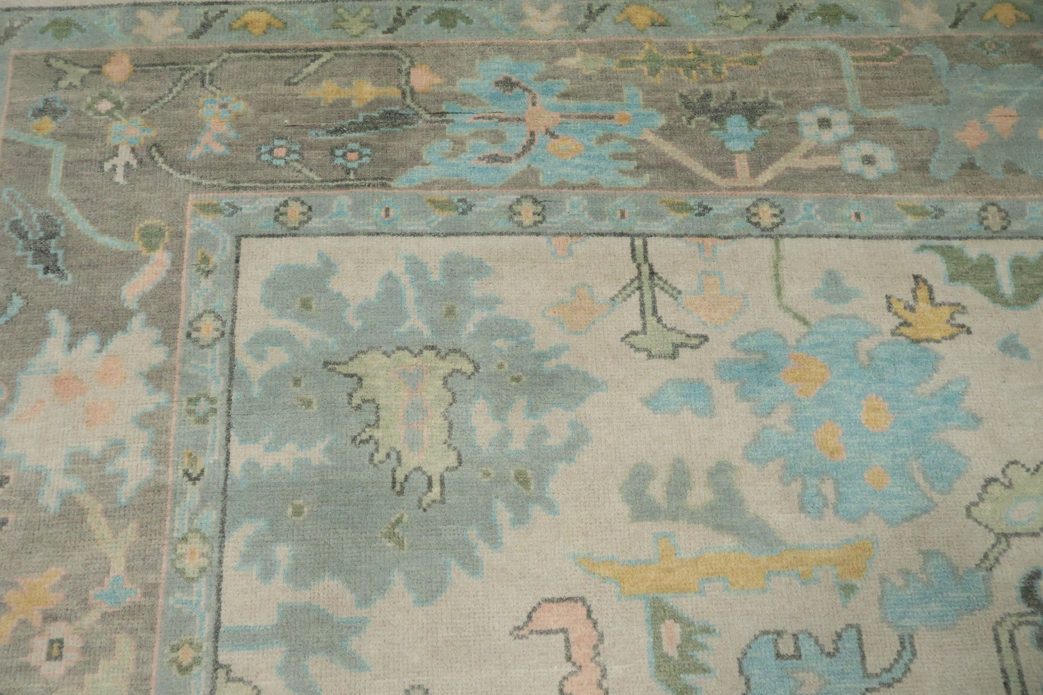 Elegant Pastel Muted Peach Oushak Wool Area Rug 8' x 10'