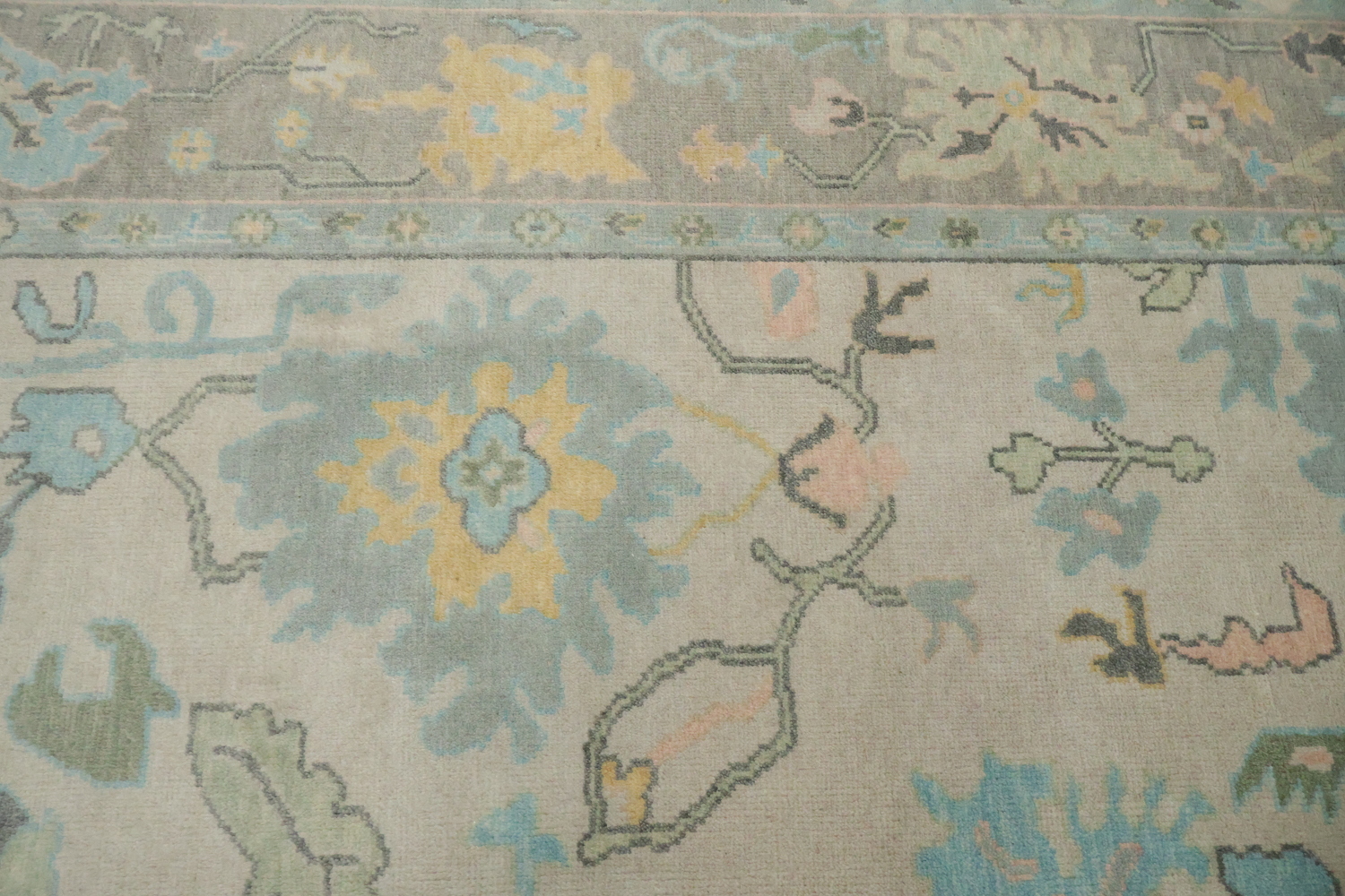Elegant Pastel Muted Peach Oushak Wool Area Rug 8' x 10'