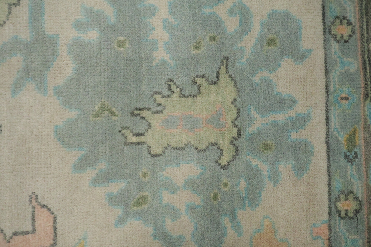 Elegant Pastel Muted Peach Oushak Wool Area Rug 8' x 10'