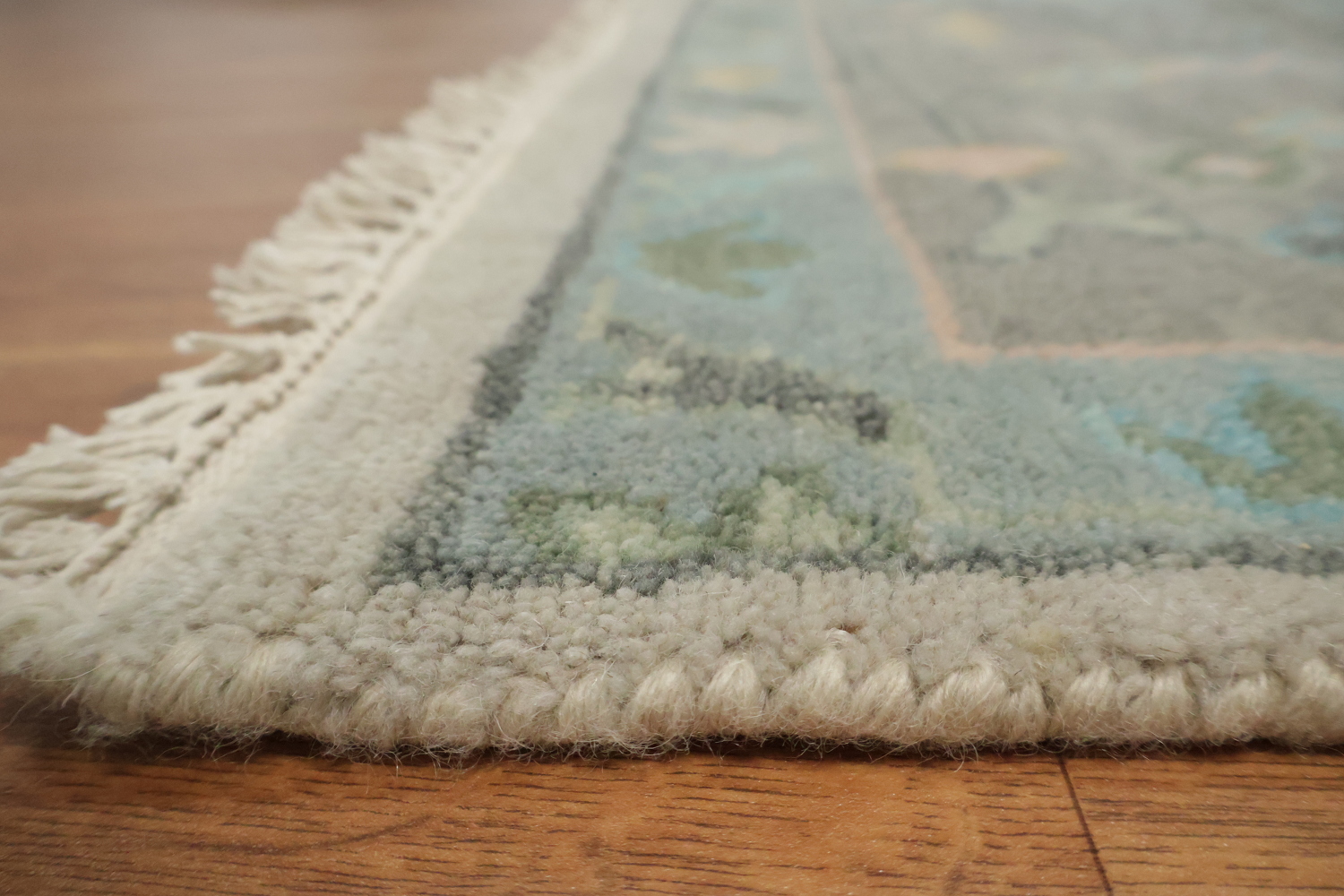 Elegant Pastel Muted Peach Oushak Wool Area Rug 8' x 10'