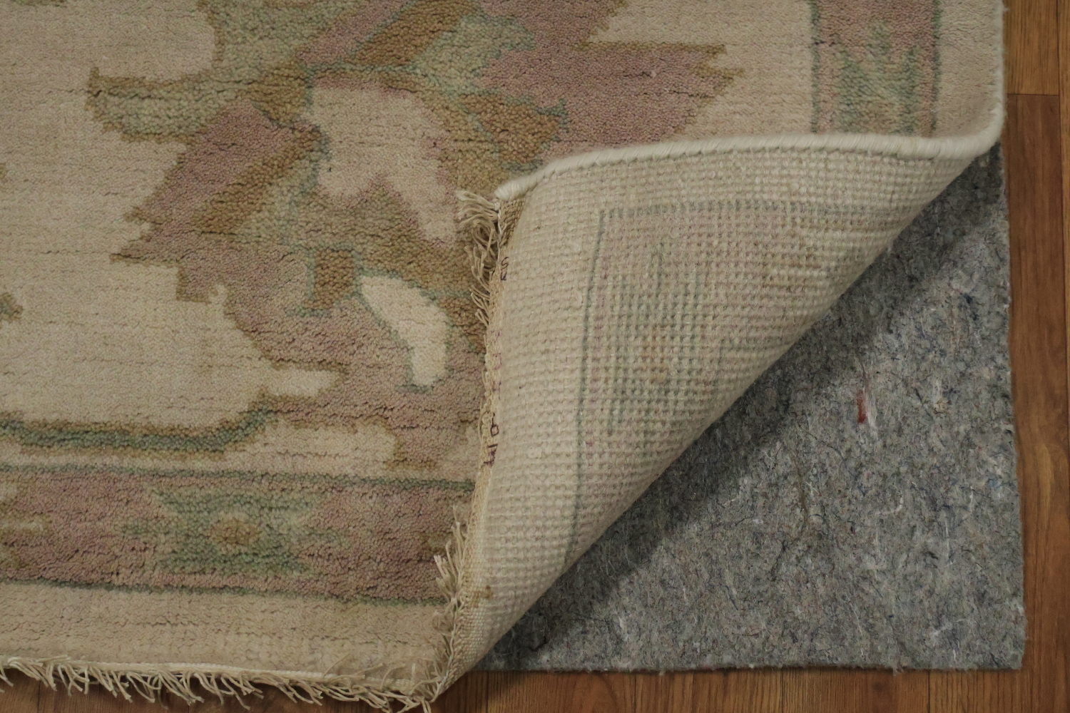 Beige Neutral Toned Oushak Indian Rug with Traditional Designs 9' x 12'