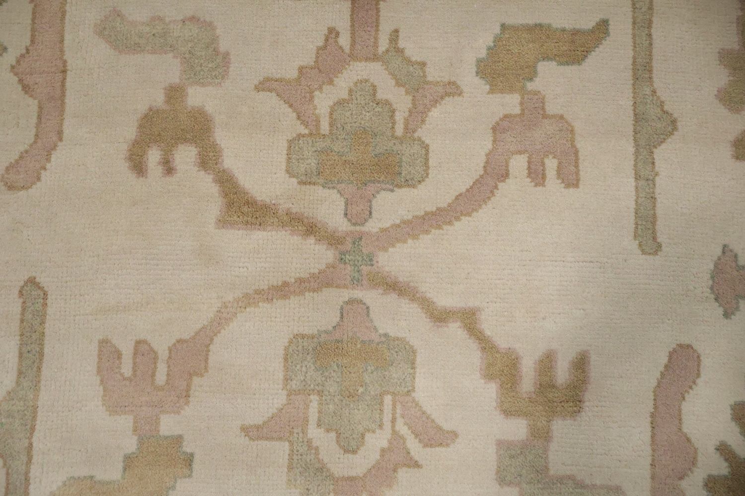 Beige Neutral Toned Oushak Indian Rug with Traditional Designs 9' x 12'