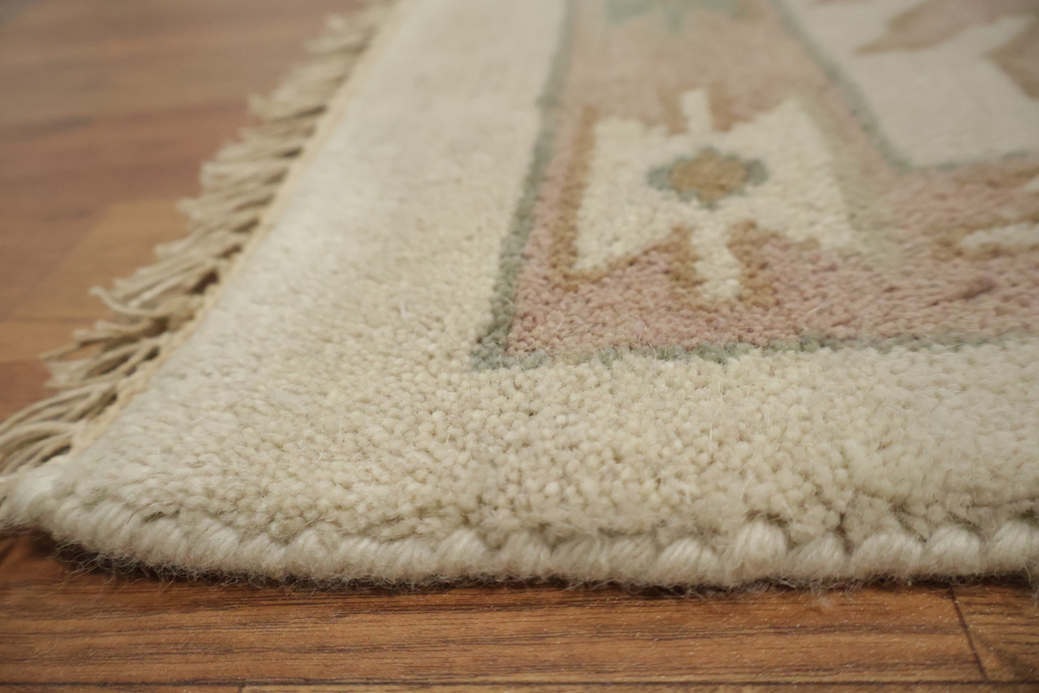 Beige Neutral Toned Oushak Indian Rug with Traditional Designs 9' x 12'