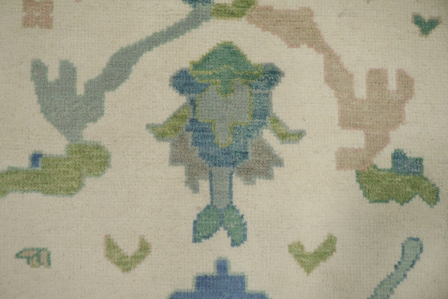 Artistic Blue and Green Oushak Indian Rug with Intricate Floral Designs 9' x 12'