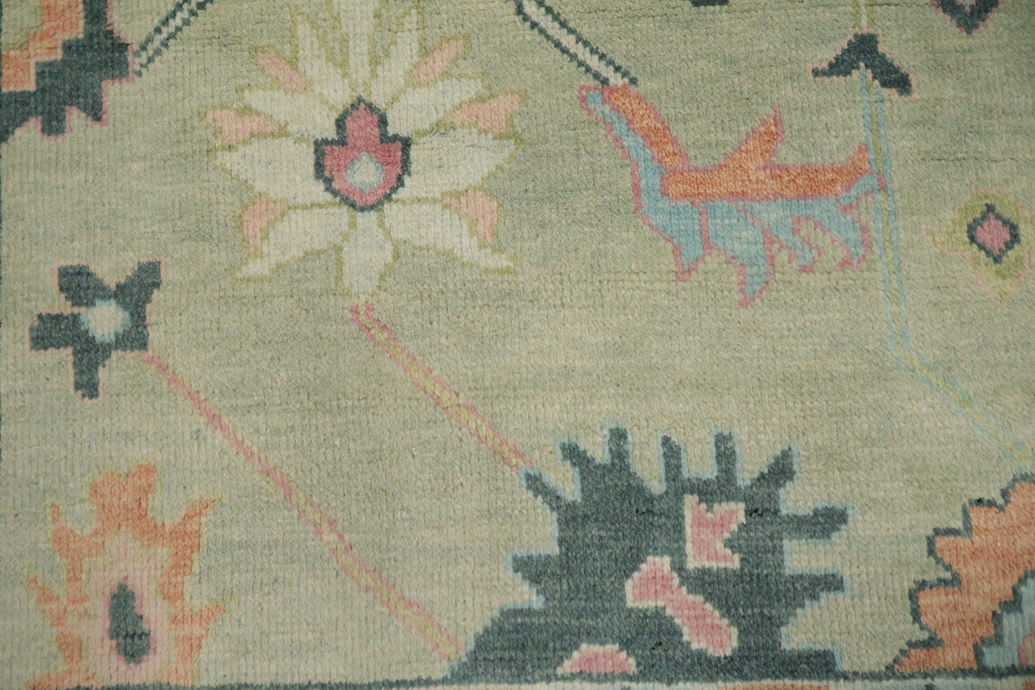 8x10 Light Green & Ivory Oushak Rug - Hand-Knotted Indian Wool Rug