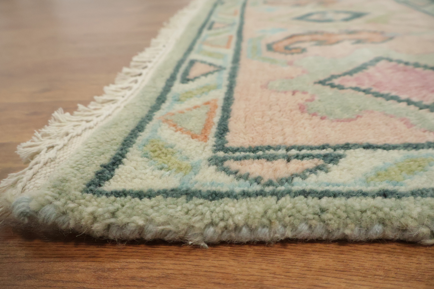 8x10 Light Green & Ivory Oushak Rug - Hand-Knotted Indian Wool Rug