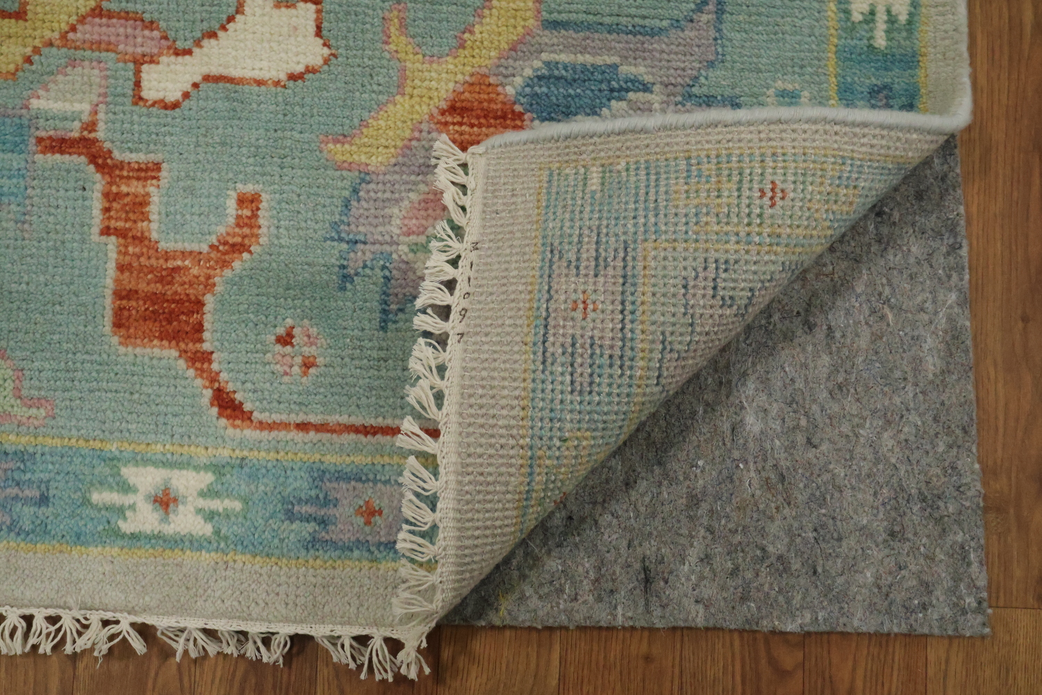 Grey and Blue 8x10 Oushak Traditional Rug, Hand-Knotted Wool Pile