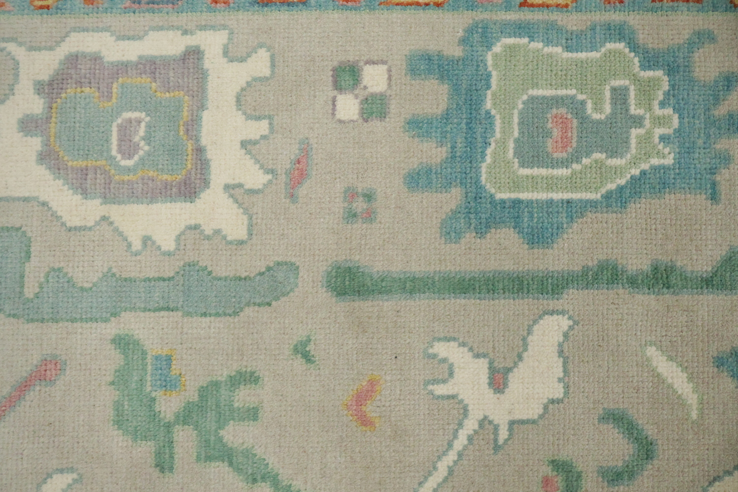 Grey and Blue 8x10 Oushak Traditional Rug, Hand-Knotted Wool Pile