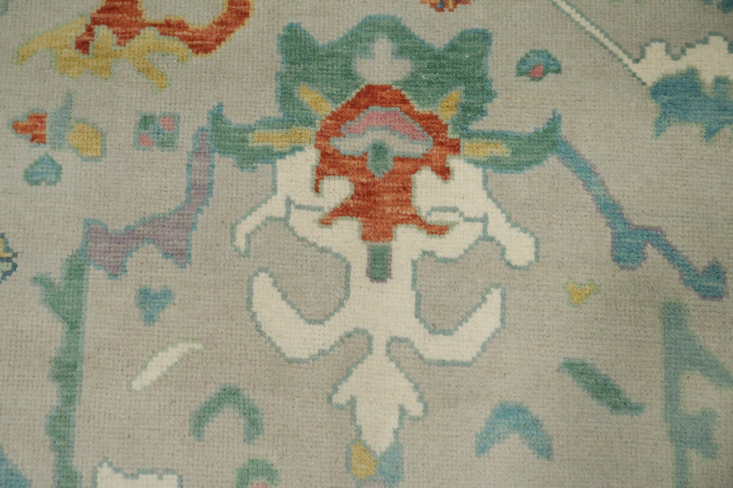 Grey and Blue 8x10 Oushak Traditional Rug, Hand-Knotted Wool Pile