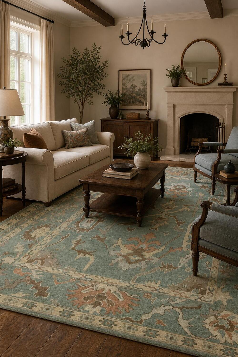 Traditional Oushak Hand Made Wool Living Room Rug 9x12