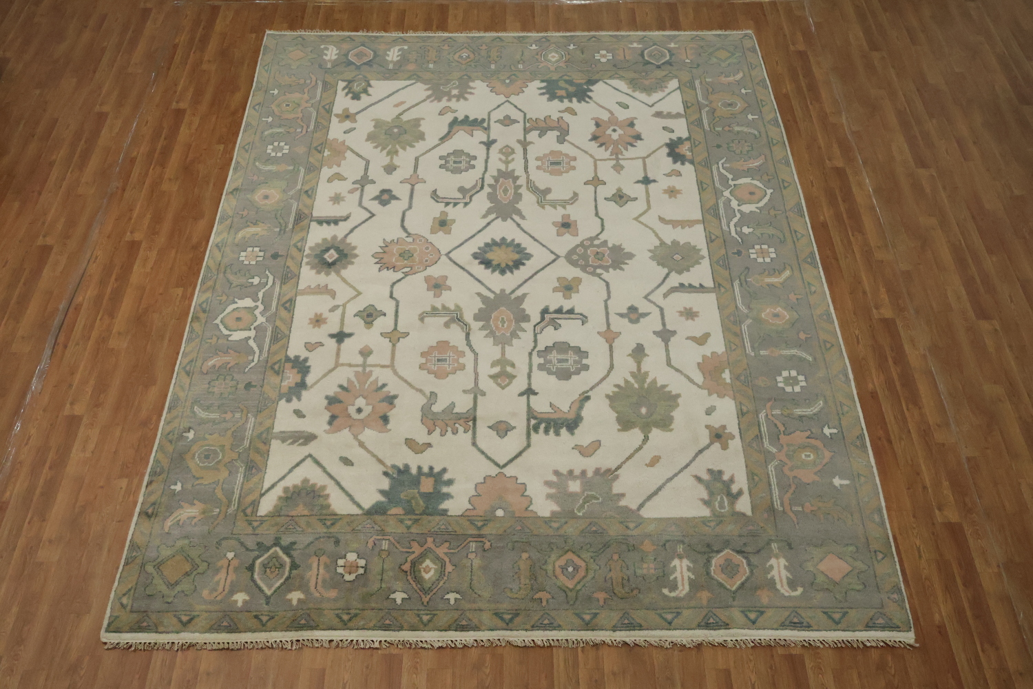 9' x 12' Oushak Living Room Area Rug in Soft Earthy Tones for Living Room