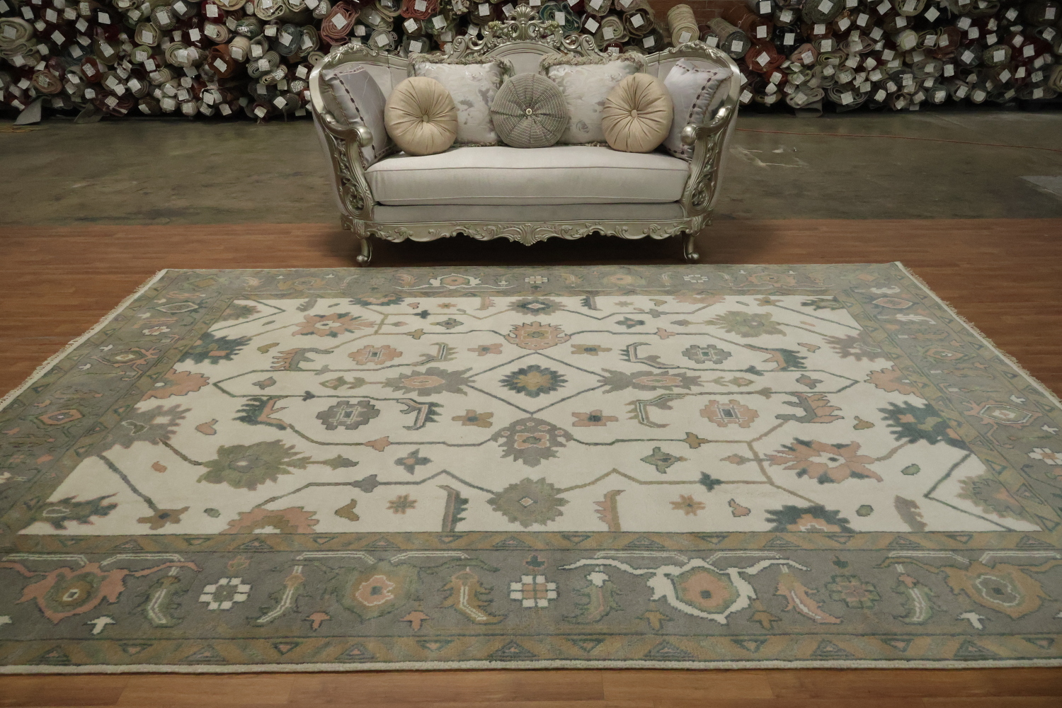9' x 12' Oushak Living Room Area Rug in Soft Earthy Tones for Living Room