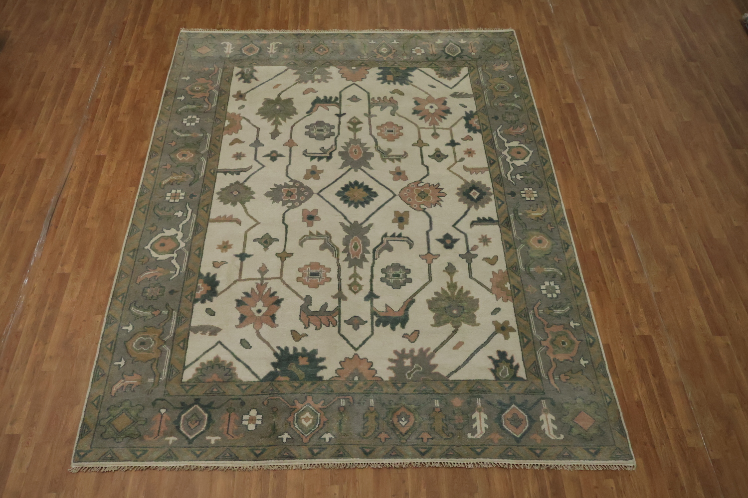 9' x 12' Oushak Living Room Area Rug in Soft Earthy Tones for Living Room