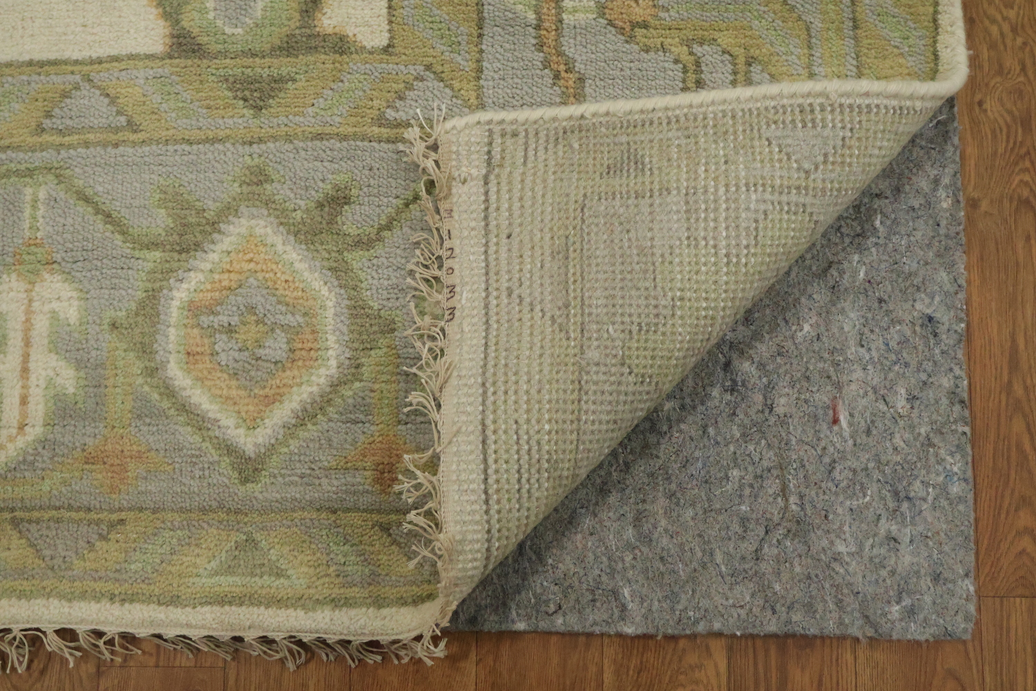Vintage Inspired Cream Ivory Oushak Area Rug with Soft Green Floral Accents 8' x 10'