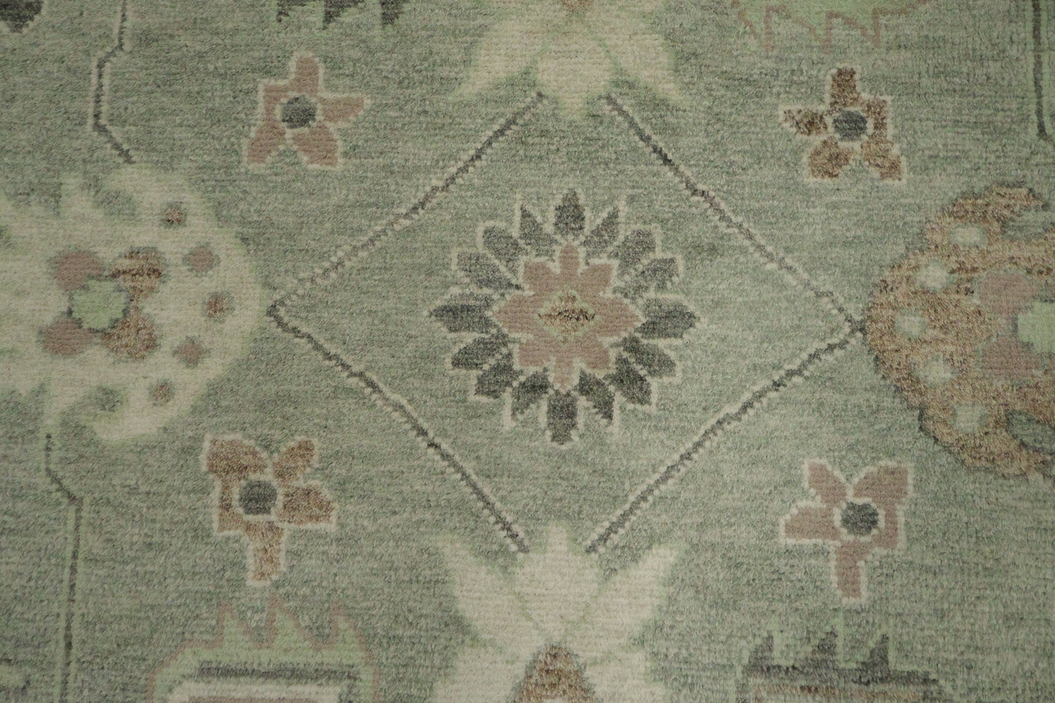 Traditional Green Oushak Wool Living Room Rug 9' x 12'