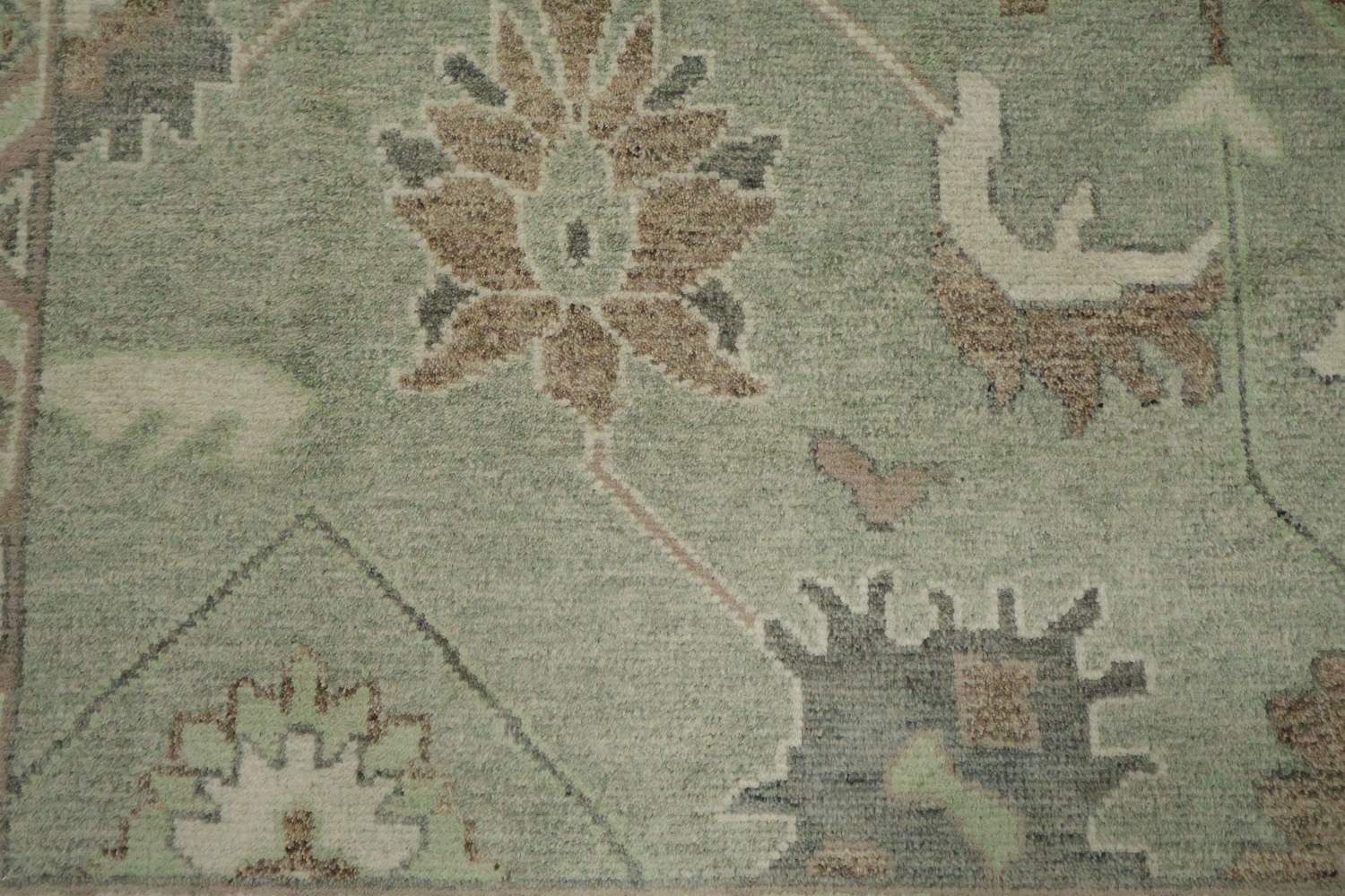 Traditional Green Oushak Wool Living Room Rug 9' x 12'