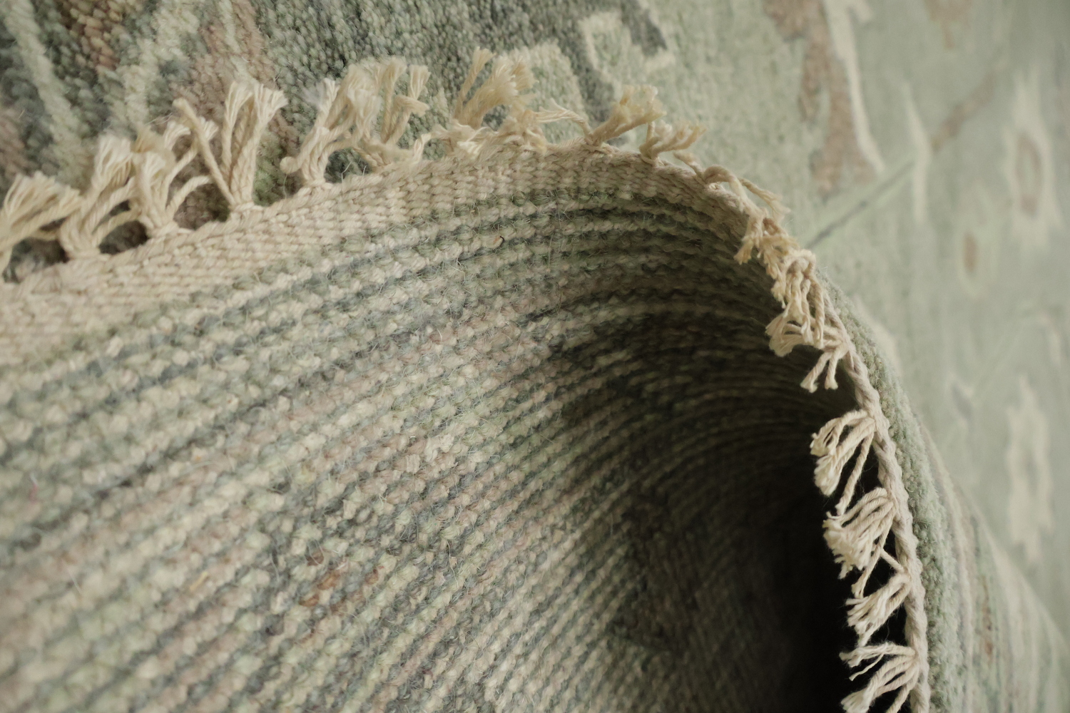 Traditional Green Oushak Wool Living Room Rug 9' x 12'