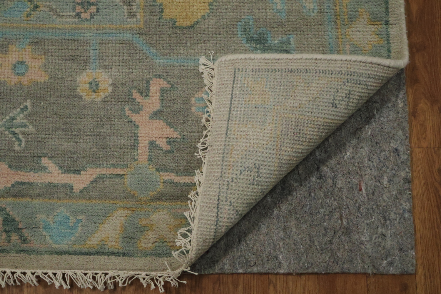 Exquisite Turquoise and Pastel Oushak Hand-made Wool Rug 9' x 12'