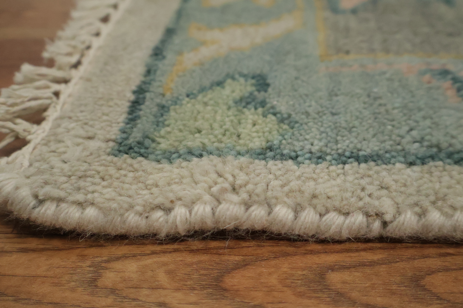 Exquisite Turquoise and Pastel Oushak Hand-made Wool Rug 9' x 12'