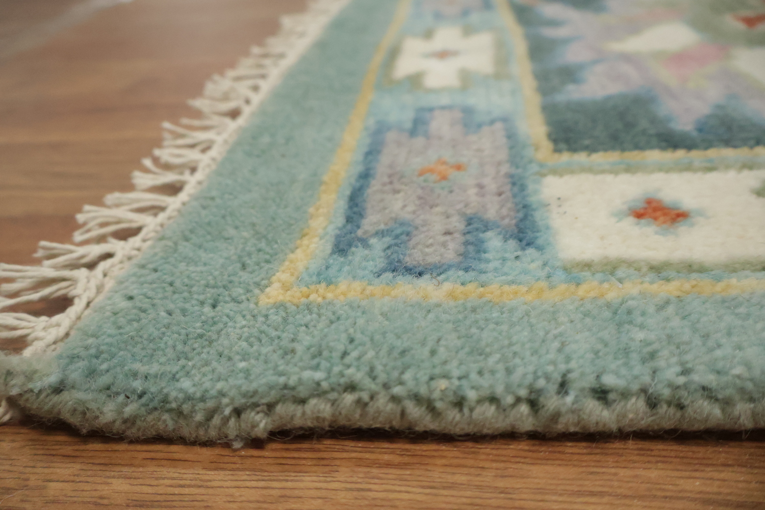 Traditional Teal Blue Oushak Hand Made Wool Area Rug 9x12