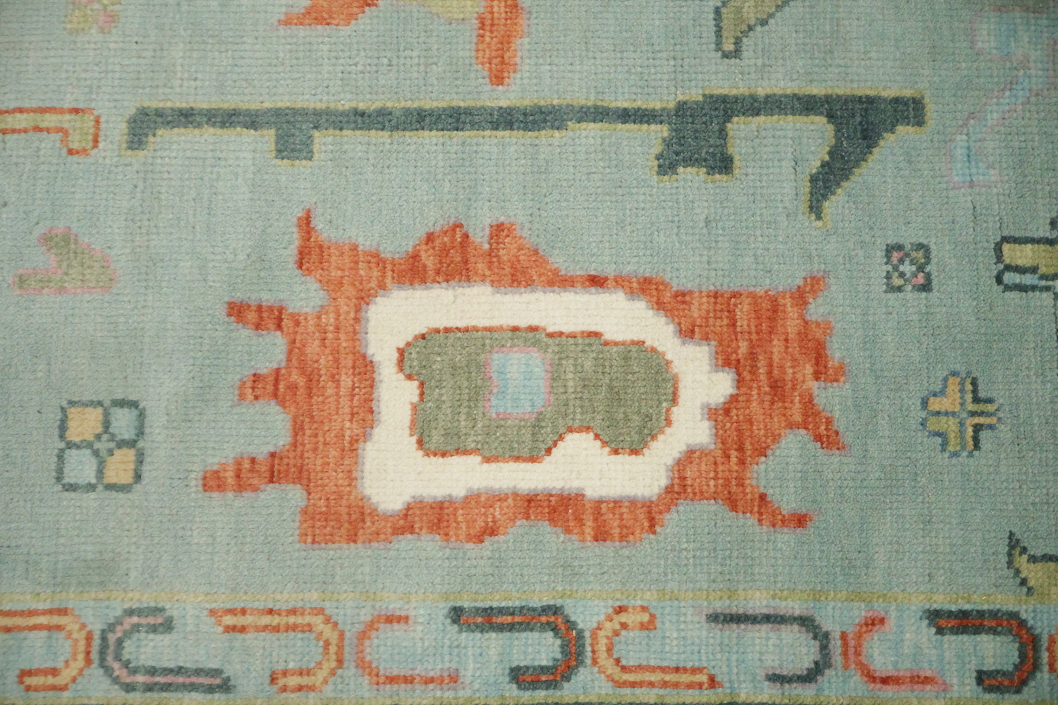 Elegant Blue Oushak Living Room Rug with Abstract Patterns 9' x 12'