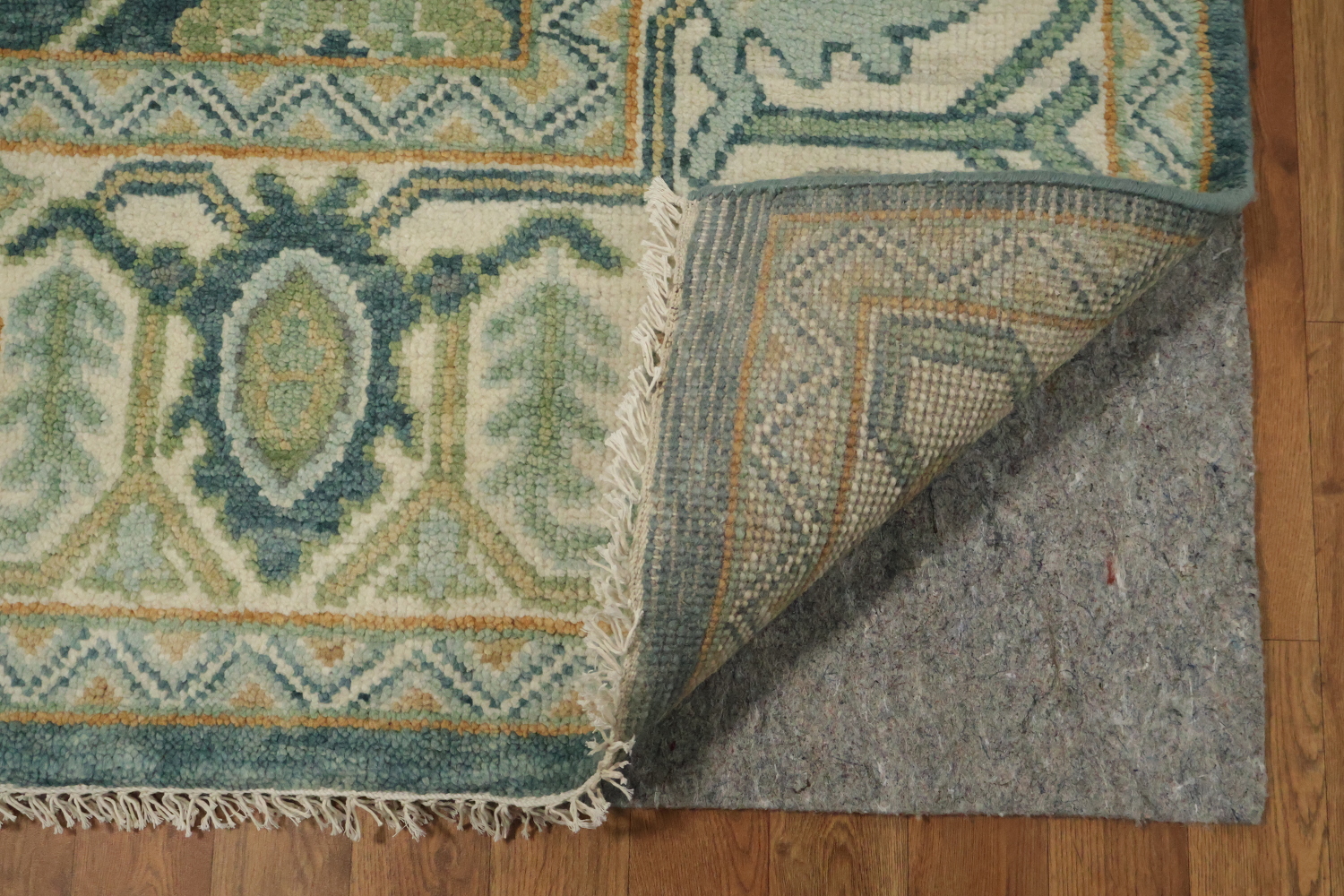 Large 9x12 Traditional Oushak Area Rug, Hand-Knotted Wool, Green/Blue/Ivory