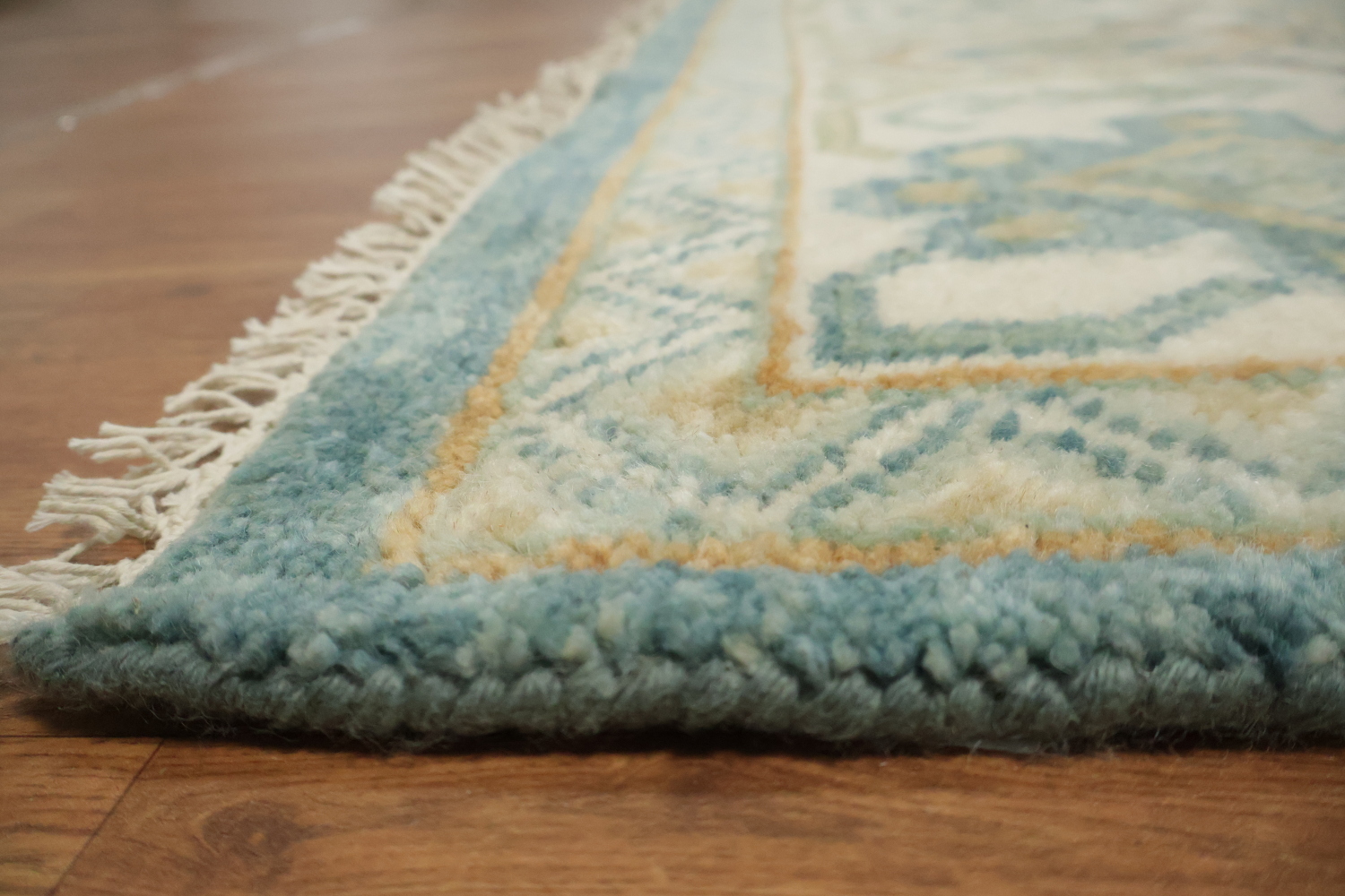 Large 9x12 Traditional Oushak Area Rug, Hand-Knotted Wool, Green/Blue/Ivory