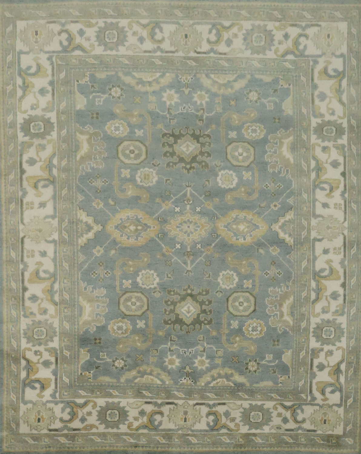 Elegant Stone Blue All-Over Oushak Oriental Living Room Rug 8'x 10'
