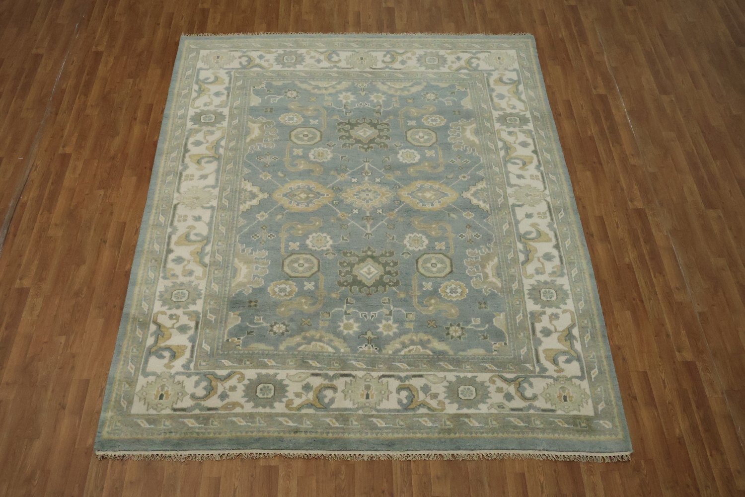 Elegant Stone Blue All-Over Oushak Oriental Living Room Rug 8'x 10'