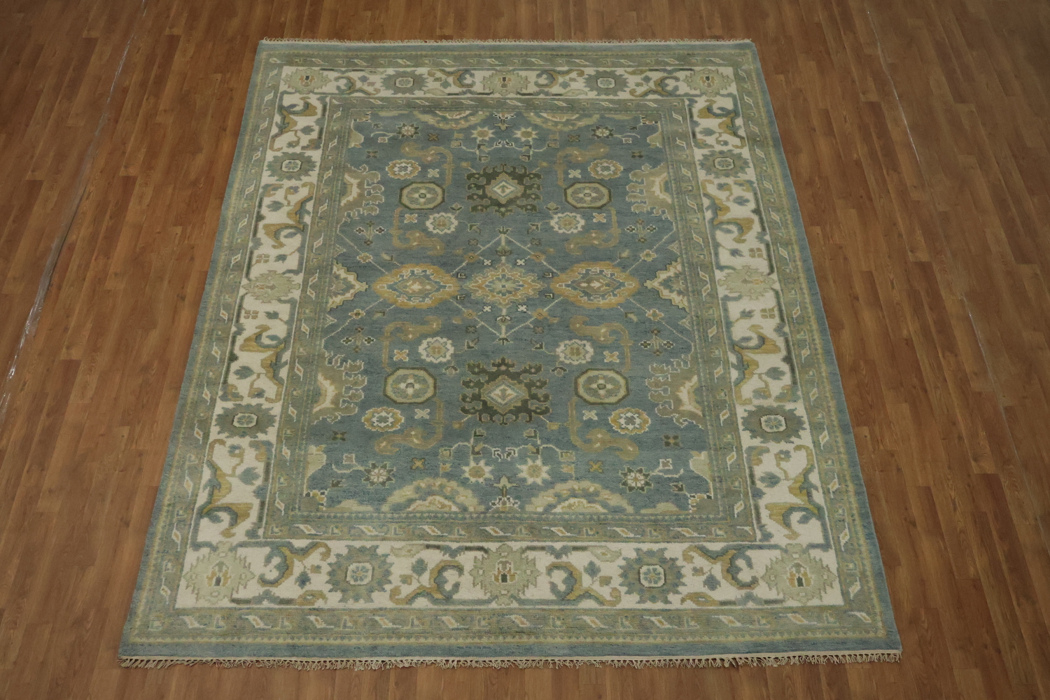 Elegant Stone Blue All-Over Oushak Oriental Living Room Rug 8'x 10'